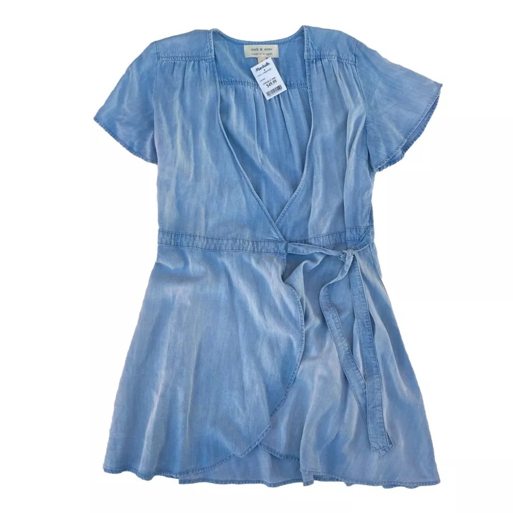 ANTHROPOLOGIE Cloth & Stone Chambray Wrap Dress Size Small s